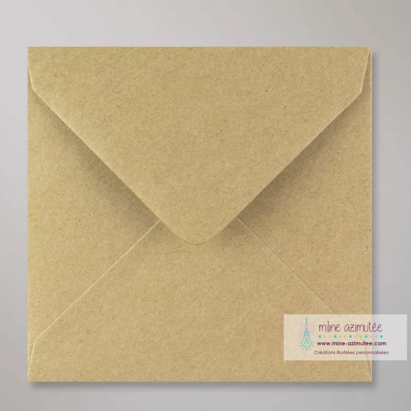 Enveloppes carrées 160x160 mm, 16x16 cm avec adhésif, y compris 2 cartes de  bons à donner
